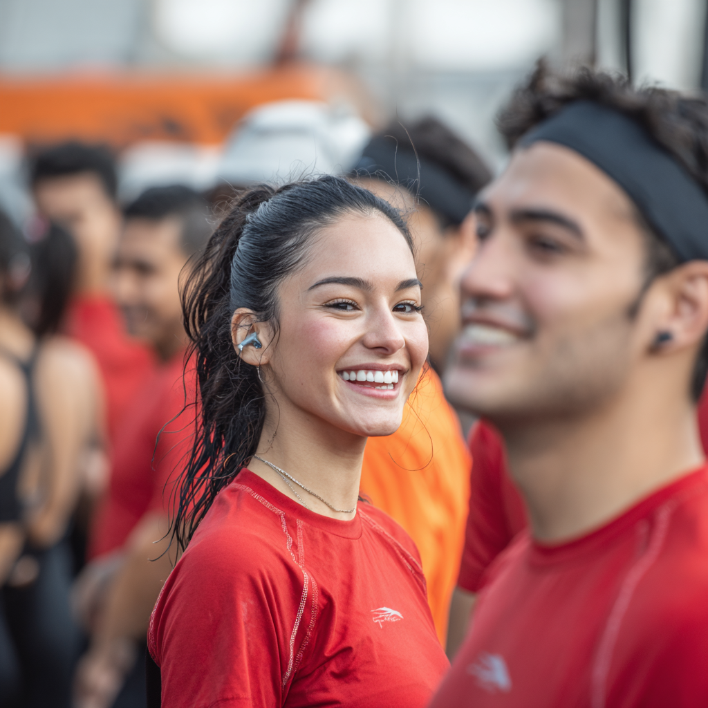 Grupo diverso de adultos mexicanos sonrientes en un gimnasio moderno, participando en una sesión de entrenamiento funcional